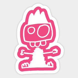 Cute monster - Mostrone Dentone (white on pink) Sticker